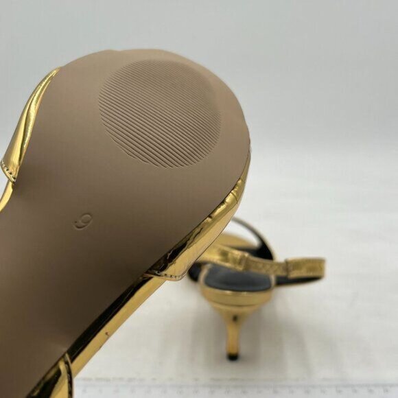 Milooey Gold Slingback Kitten Heels Elegant Peep Toe Single Strap Sandals - Picture 5 of 7